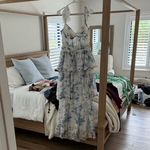 V. Chapman Blue and White Floral Maxi Dress
